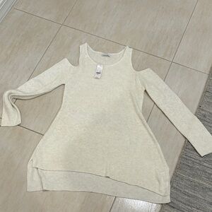 New York & Company Ivory Knit Top